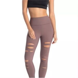 ALO Yoga Size S High Waist Ripped Warrior Distressed Leggings in Beige New